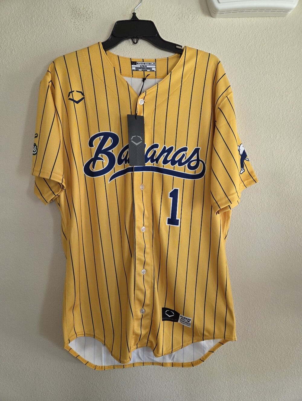 EvoShield Mens Savannah Bananas Replica Baseball Jersey Size Large NWT